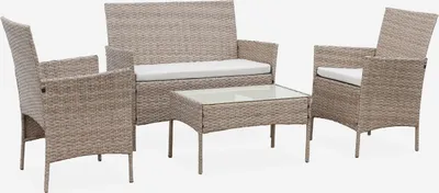 Produktbild von sweeek - Gartenset aus Polyrattan, 4 Plätze Moltès - Natur