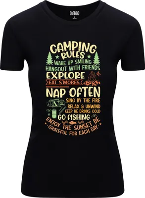 Produktbild von Diarbo Damen T-Shirt mit Naturliebhaber Druck Campingregeln Schwarz Gr.XXL