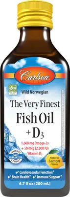 Zdjęcie produktu dla Carlson Labs The Very Finest Fish Oil - 200ml cytrynowy