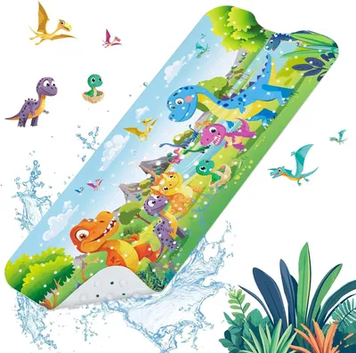 Immagine prodotto di Tappetino da bagno per bambini, motivo dinosauri, antiscivolo, 50x70 cm, per il bagno