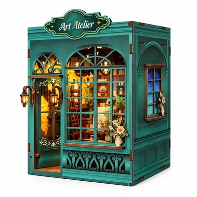 Productafbeelding van THAR Boekenhoekkamer – Creatieve set voor het zelf maken van een miniatuurhuis met LED-verlichting