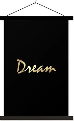 Produktbild von MuchoWow® Textilposter Zitat - Traum - Schwarz - Gold 120x180 cm mit schwarzem Rahmen - Fotos