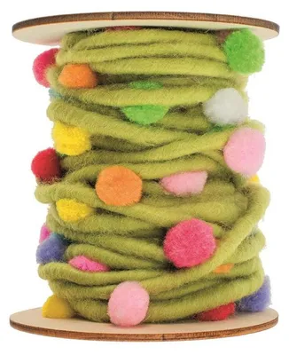 Produktbild von Filzkordel mit Pompons grün 5 m