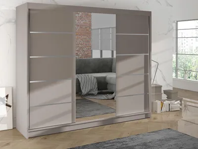 Obrázok produktu pre Široká šatníková skriňa 200 cm s posuvnými dverami SANARE 6 - kašmír