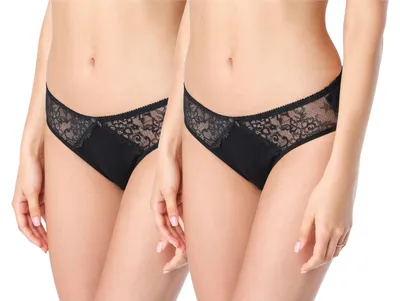 Produktbild von Bellivalini Damen Unterwäsche Unterhose aus Baumwolle Slip mit Spitze BLV50-193 (Schwarz, XL )
