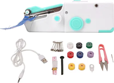 Image de Machine à coudre manuelle, polyvalente, sans fil, portable, pour débutants, enfants, adultes, bleu