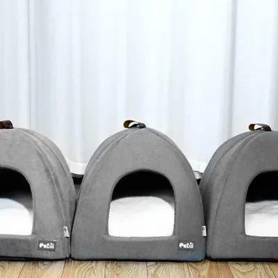 Image de Couchage délicat pour chats d'intérieur - Sac de couchage chaud et confortable pour animaux domestiques, pour chats de petite et moyenne taille (S, gris)
