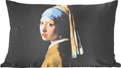 Produktbild von MuchoWow® Zierkissen Sofakissen Wohnzimmer Dekokissen 60x40 cm Mädchen mit Perlenohrring - Gemälde - Alte Meister - Vermeer - Kopfkissen - Polster mit Foto