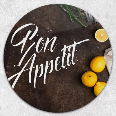 Produktbild von Glas-Herdabdeckplatten Glaskeramikkochfeld-Abdeckung Spritzschutz Glas Runden Schneidebrett fi40 cm - Bon Appetit Inschrift Gemüse