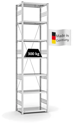 Produktbild von PROREGAL Fachbodenregal Stecksystem MAGNUS  Germany | HxBxT 300x75x40cm | 7 Ebenen | Fachlast 300 kg | Einseitig nutzbar | Lichtgrau