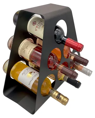Weinregal 6er-Flaschenhalter, schwarz, Metall, 38x33x17 cm
