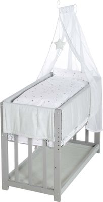 roba Stubenbett 3 in 1, Beistellbett ‚Sternenzauber grau‘, Babybett, Kinderbank, taupe