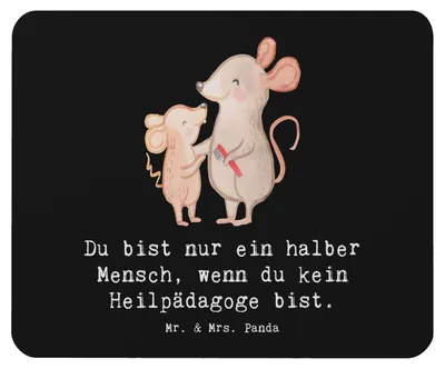 Produktbild von Mr. & Mrs. Panda Mouse Pad Heilpädagoge Herz - Schwarz - Geschenk, Ausbildung, pc mousepad, Witzig, Spruch, laptop mauspad, Lustig, Studium