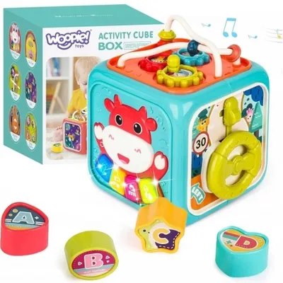 Produktbild von WOOPIE BABY Interaktiver sensorischer Lernwürfel nach Montessori – 6-in-1-Sortierspiel