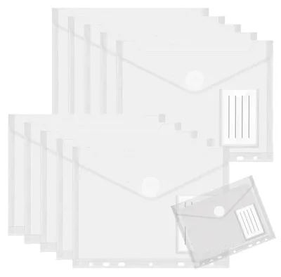 Productafbeelding van 10 documentmappen A5, transparant, met 7 gaten, waterdicht, inclusief etiketvak, afmetingen 23x18 cm