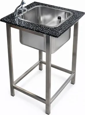 Produktbild von Spülbock aus Edelstahl Spülbock mit Becken und Kaltwasserhahn