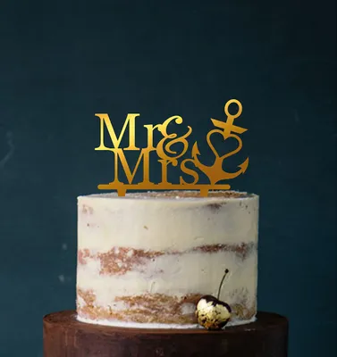 Cake Topper Acryl Hochzeit Mr & Mrs Goldspiegel 16 cm
