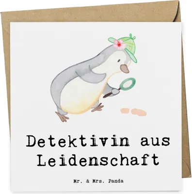 Produktbild von Mr. & Mrs. Panda Glückwunschkarte Detektivin Leidenschaft - Weiß - Geschenk, Witzig, Grußkarte, Beruf, Lustig, faltkarte, Klappkarte, anlasskarte, doppelkarte, Spruch
