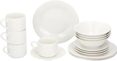 Produktbild von Alpina Frühstücksset Keramik weiß 16-teilig - Geschirr für 4 Personen