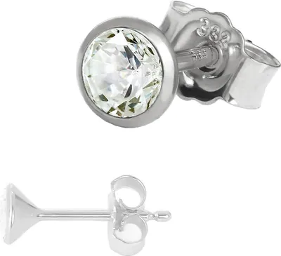 Produktbild von Einzel Kleine Ohrstecker 4,0mm Weißgold 333 8 Karat Gold Ohrring Zirkona Weiß