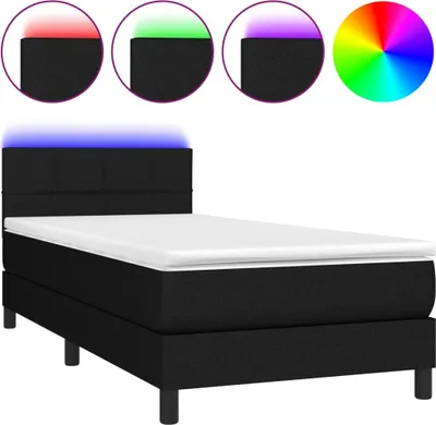 Produktbild von vidaXL Boxspringbett mit Matratze & LED Schwarz 90x200 cm Stoff