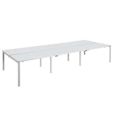 Produktbild von PAPERFLOW easyDesk Doppelschreibtisch weiß rechteckig 4-Fuß-Gestell weiß 420,0 x 166,0 cm