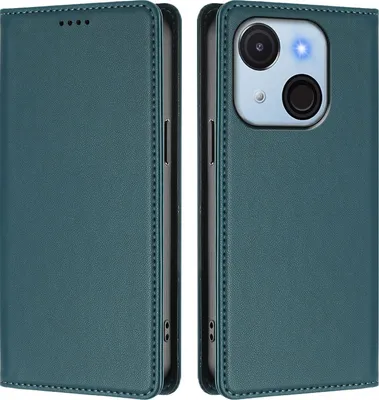 Image de Etui en cuir pour itel A50C, étui magnétique en cuirPolyuréthaneavec support Vert