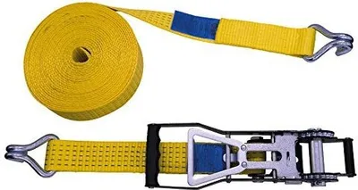 Produktbild von Ratschenspanngurt 2-teilig, 8 m, 50 mm Ratsche 35 cm, gelb