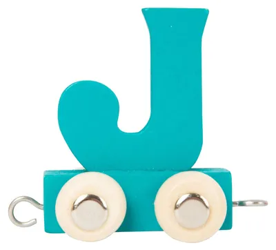 Image de Small Foot - Train à lettres en bois bleu J - Wagon jouet, 12 pièces