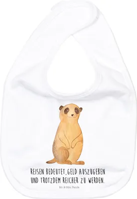 Produktbild von Mr. & Mrs. Panda Lätzchen Erdmännchen - Weiß - Geschenk, Sabber, Traveling, Babylätzchen, Baumwoll, Schlabberlatz, Reisen, Afrika, Spruch, Weltreise, Für Babys