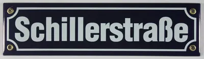 Produktbild von Strassenschild Schillerstraße 30x8 cm  Emaille Schild Emaile Emailleschild