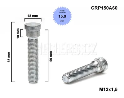Obrázek produktu pro Kolový svorník - šteft M12x1,5x60 tisícihran průměr 15,0mm (CRP150A60) Mazda