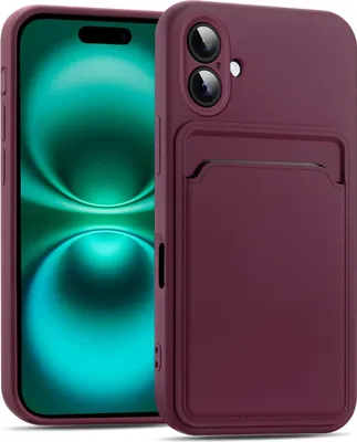 Immagine prodotto di Custodia per iPhone 16 Plus Custodia protettiva in silicone con slot per schede Slim Cover, lampone