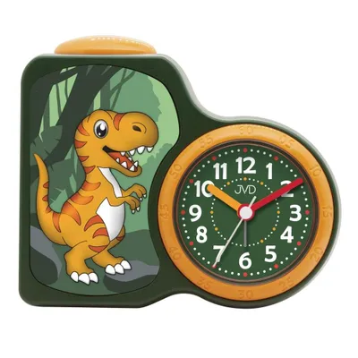 A children's alarm clock with a dinosaur design.
