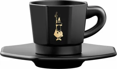 Obrázek produktu pro Bialetti osmihranná sada 4 šálků na espresso s podšálkem, šálek na espresso, porcelán, černá, RTATZ403