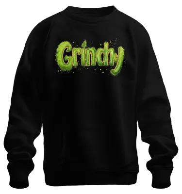 Produktbild von Grinchy Weihnachtsgeschenk Grinch lustig grün Flauschoptik Sweatshirt Pullover, Schwarz, M