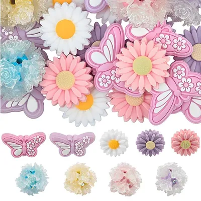 Produktbild von Set mit 29 farbenfrohen Schmetterlings-Silikonperlen für die Herstellung von Schmuck