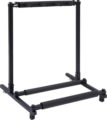 Produktbild von Gitarrenständer - Klappbarer Bodenständer für 3 Gitarren - Gummipolsterung - Für E-/Akustik-/Bassgitarren - Stabiles Metallgestell - Schwarz