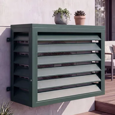 Immagine prodotto di Copertura per impianto di climatizzazione/scambiatore di calore HWC-O43, copertura per griglia di protezione, metallo 73x97x38 cm ~ verde