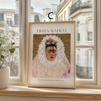 Produktbild von Frida Kahlo Kunst Poster · Geschenkidee · Selbstporträts Papageien Affen Mexikanische Ikonen · Dekoprint ohne Rahmen · Motiv C · 20 × 25 cm