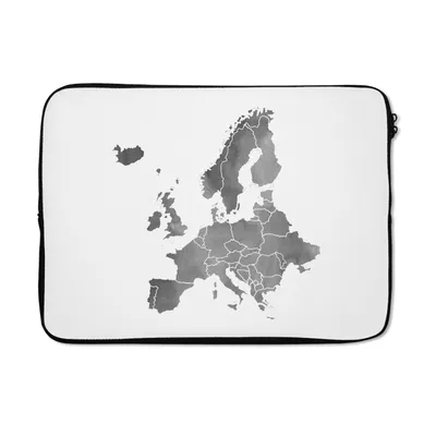 Produktbild von MuchoWow® Laptop Hülle 14 ZollEurocard in grauer Aquarellfarbe - schwarz und weiß Laptoptasche - Laptoptasche - Stoßsicher - Schutzhaube