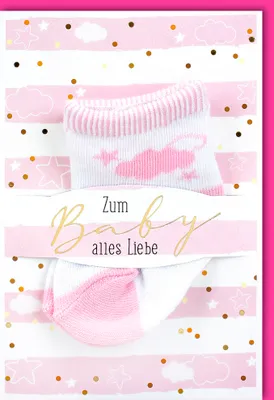Produktbild von Zur Geburt - Freudiges Ereignis - Karte mit Umschlag - mit Söckchen 1