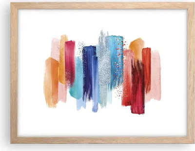 Produktbild von Gerahmtes Poster - Rahmen in heller Eiche - Abstraktion Farben Gürtel - 40x30 cm - Wand Bild - Wanddeko - Wandbilder - Wandposter - Bilderrahmen - Bilder - Kunstdruck - Wandbild - P2NAA40x30-4330