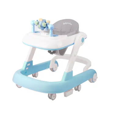 Produktbild von 2 in 1 Baby Lauflernhilfe,Lauflernwagen Klappbar mit Musik,3-Gang Höhenverstellbar,Einstellbarer Geschwindigkeit,Gehfrei Babywalker ab 6 Monate Blau