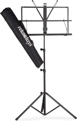 Produktbild von Relaxdays, czarny statyw na nuty z torbą, statyw na nuty, statyw orkiestrowy, podpórka pod nuty, składany i lekki, 60-130 cm, standardowy