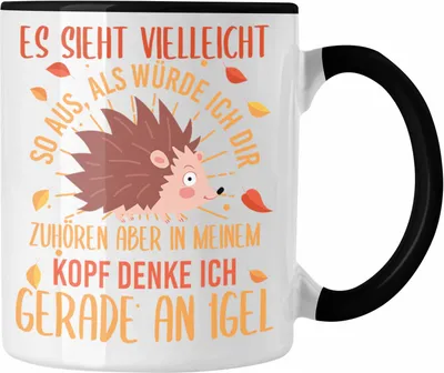 Produktbild von Trendation -  Lustige Igel Grafik Tasse für Igel Liebhaber als Geschenk (Schwarz)