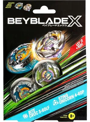 Image de Coffret pack toupie beyblade x : croc 3-60lf et sting unicorn 4-60p - type attaque et équilibre - dual pack - hasbro g0199