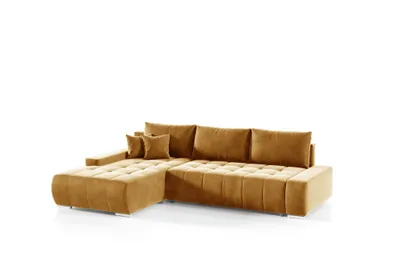 Produktbild von Ecksofa Sofa mit Schlaffunktion VOGAR Stoff Monolith Honiggelb Ottomane Links