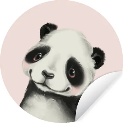Produktbild von MuchoWow® Runde Wandtattoo - Wandsticker Tapete Aufkleber Panda - Kinder - Rosa Ø 80 cm Selbstklebend und Repositionierbar - Wandaufkleber - Kreis - Mauerkreis - Wand Bilder - Wandsticker - Wohnzimmer Dekoration - Dekoration für die Wände - Aluminium - Babyzimmer