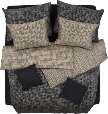 Obrázek produktu pro SCANquilt povlečení SATÉN DESIGN kristal černopísková+pískovočerná 100% dlouhovlákná česaná bavlna 140 x 200/70 x 90 cm